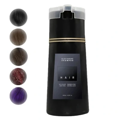 Afbeelding van Haarverf Shampoo,Onmiddellijk Werkende Langdurige Shampoo,Draagbare Verrijkte Kleurenshampoo Haarverf,Groeiende Natuurlijke Haarverf,Gemakkelijk en Veilig,voor Dames Heren (Zwart)