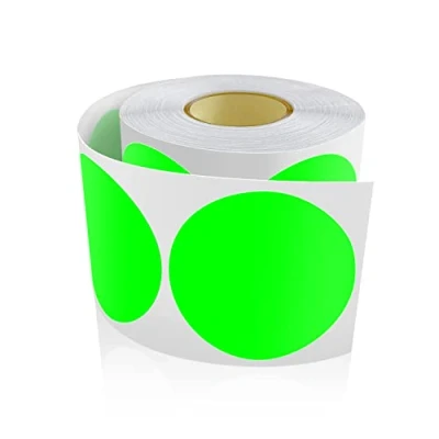 Afbeelding van Ronde stickers, 500 stuks, 50 mm, kleurcodering, cirkel etiketten, rol, markeringspunten, fluorescerend groen