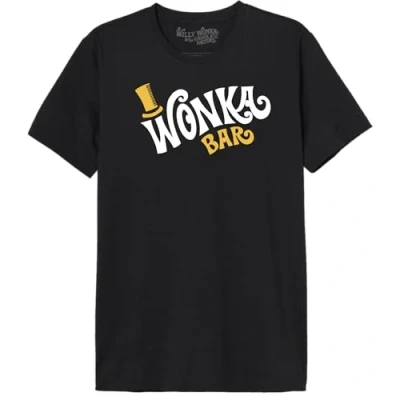 Afbeelding van cotton division Willy Wonka &quot;Wonka Bar&quot; MEWONKATS004 T shirt voor heren, Zwart, maat M, M