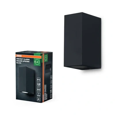 Afbeelding van OSRAM ENDURA Classic Square Updown buitenwandlamp, zwart, GU10 voet (max 35W), kan worden uitgerust met een normale of slimme lamp, down up/down types, IP44 bescherming