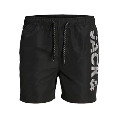 Afbeelding van JACK &amp; JONES Heren Jpstfiji Jjswim Splicelogo Ly Sn Ps zwemshorts, zwart, 46 Grote maten