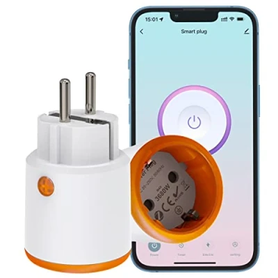 Afbeelding van PHOVOLT ZigBee Smart Socket 16 A, 3680 W Alexa Plug met vermogensmeter, spraakbediening, timer, overspanningsbeveiliging, app afstandsbediening, compatibel Alexa, Google Home. HUB vereist