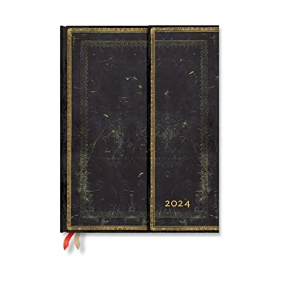 Afbeelding van Old Leather Collection Arabica (Old Collection) Ultra Vertical 12 month Dayplanner 2024 (Wrap Closure)