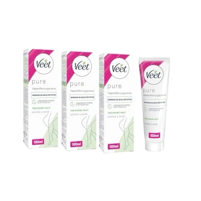 Afbeelding van Veet Ontharingscrème, verpakking van 3 stuks, voor zijdeachtig gladde benen tot 2 x langer dan bij een scheerbeurt, ontharingscrème zijde &amp; fresh, 100 ml