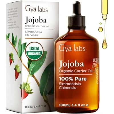 Afbeelding van Gya Labs Organic Jojoba Carrier Oil Vegan &amp; Pure Olie Koudgeperst Ongeraffineerd voor Haar, Lichaam, Oor Stretch, Nagels, Make up Remover Gezichtsmoisturizer (100ml)