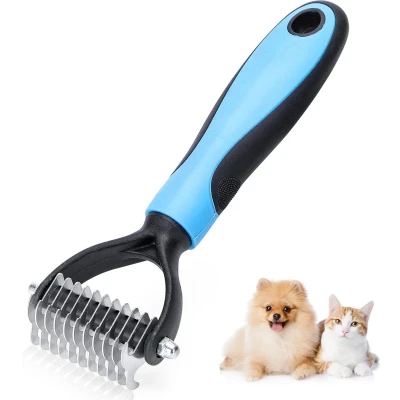 Afbeelding van Kam voor honden en katten, professionele verzorgingskam, dubbelzijdige hark van roestvrij staal, verzorgingsaccessoires het ontwarren haarknopen