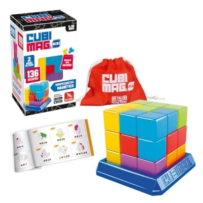 Afbeelding van Ludilo Cubimag Mini Bordspel 8 jaar of ouder Puzzels voor volwassenen met 2 speelmodi Bordspellen Vindingrijkheidsspellen 136 uitdagingen