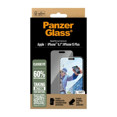 Afbeelding van PanzerGlass Classic Fit Screen Protector Geschikt voor Apple iPhone 16 Plus Tempered Glass Case Friendly Krasbestendig Gehard Glas