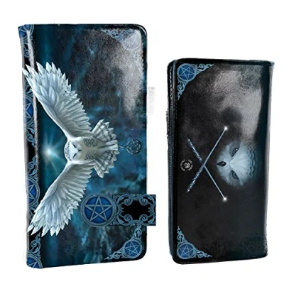 Afbeelding van Anne Stokes Portemonnee Awaken your Magic, Vliegende witte uil embosssed uitgevoerd