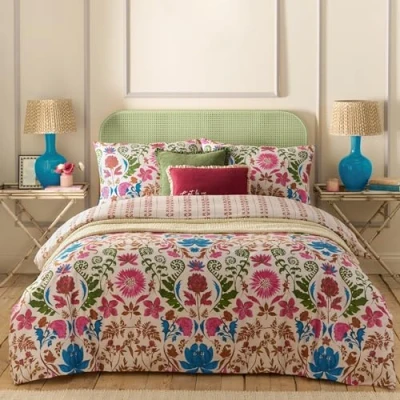 Afbeelding van Furn Home + Style curious Lotus Duvet Cover set 2 persoons dekbedovertrek Bloemen 200 x cm inclusief kussenslopen