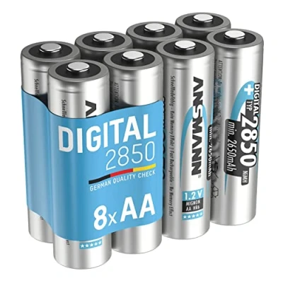 Afbeelding van 8x ANSMANN NiMH oplaadbare AA Mignon 2850 mAh Digitaal in een voordelige verpakking van 8 / Snel cellen voor lang en betrouwbaar gebruik zaklampen, afstandsbedieningen