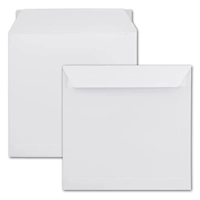 Afbeelding van 25x grote vierkante enveloppen 22 x cm wit 100 g / m² voor zeer speciale gelegenheden zelfklevend