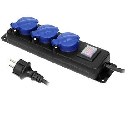 Afbeelding van Heavy duty stekkerdoos voor buiten 3 voudig IP44 Stof &amp; spatwaterdicht Kabellengte meter Verlengsnoer met verdeelblok