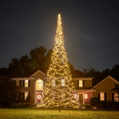 Afbeelding van Fairybell Vlaggenmast Kerstboom 8 meter 1500 LED lampjes Warm wit