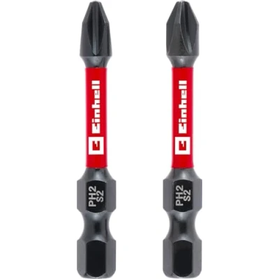 Afbeelding van Originele Einhell Impact bits, 2 delig, 50 mm, PH2 (S2 staal, torsiezone, efficiënte krachtoverbrenging, rode kleurring, C 6,3 schacht)