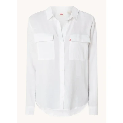 Afbeelding van Levi&#039;s dames Doreen blouse in linnenblend met borstzakken de kleur Wit, maat: XS