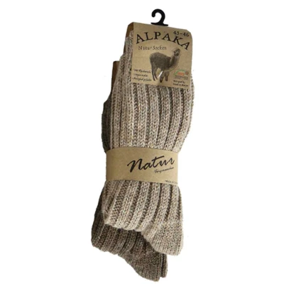Afbeelding van ATTREZZO® 2 paar Alpaca sokken maat 35 38 Wol Bruin extra warm!