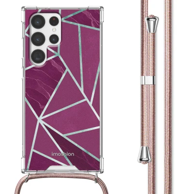 Afbeelding van Samsung Galaxy S22 Ultra Hoesje Kunststof iMoshion Softcase/Backcover/Koordhoesje Bordeaux Graphic Telefoonhoesje