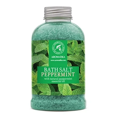 Afbeelding van Zee badzout pepermunt 600g bad zeezout met etherische pepermuntolie aromatherapie lichaamsverzorging goede nachtrust baden ontspanning goed humeur badadditief munt badgeur