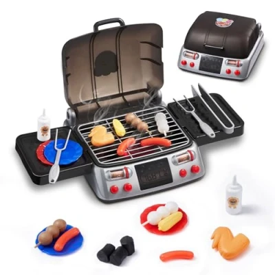 Afbeelding van VEVOR Kinderbarbecuegrill keukenspeelgoedset met rookgeluiden en licht, 19 delig