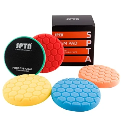 Afbeelding van SPTA 150 mm polijstpad, Hex Loc polijstsponzen, waxsponzen, autopolijstspons, polijstschuimset voor excentrische polijstmachine, slijpmachine