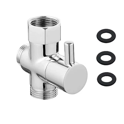 Afbeelding van Doucheomstelventiel, 3 Weg Omschakelventiel G 1/2&quot;, Douche Massief Messing Adapter voor Keuken Regendouche en Douchearm Chroom
