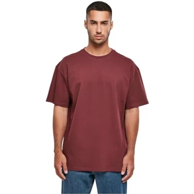Afbeelding van Build Your Brand Heren T shirt Heavy Oversize Tee, Basic voor mannen, oversized fit, katoen, maten XS 5XL, rood (cherry), 4XL
