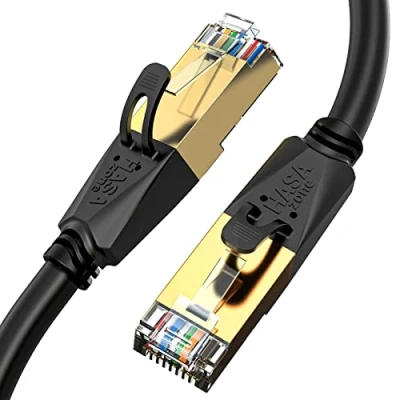 Afbeelding van HASA zone Netwerkkabel Cat 8 LAN kabel 40 Gbits 2000 MHz, Cat.8 ethernetkabel patchkabel 1 m High Speed SFTP flexibele RJ45 voor Gigabit netwerken, switch, patchpaneel