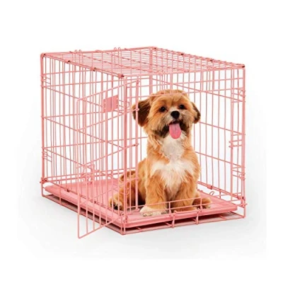 Afbeelding van MidWest Homes for Pets iCrate model 1524PK hondenbox, ca. 61 cm lang, met enkele deur, lekvrije bodembak, vloerbeschermingsvoeten, scheidingsinzetstuk en gepatenteerde functies, roze