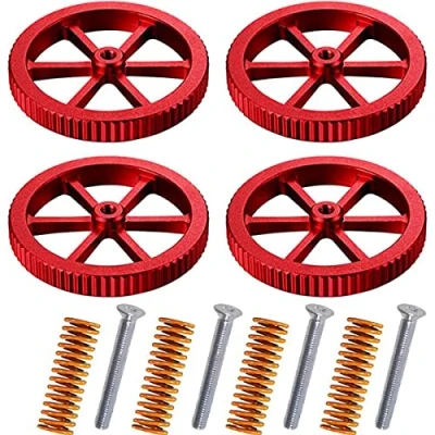 Afbeelding van MMOBIEL 4x Aluminium Printbed Leveling Wiel Incl. 4 stuks 3D Printer Veren Rood