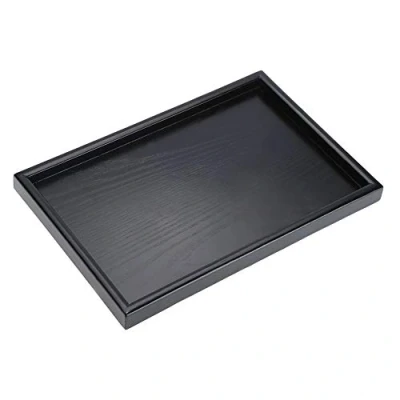 Afbeelding van Rechthoekig dienblad Zwart massief hout Theeblad Koffie Snack Eten Maaltijden Multifunctioneel voor café Restaurant Hotel Home Shop(25 * 18 2cm)
