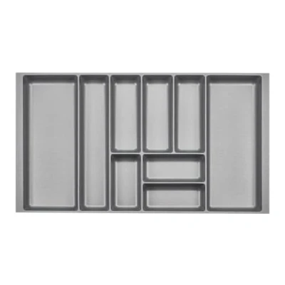 Afbeelding van ORGA BOX 2 Besteklade diepte: 461 x breedte: 809 mm zilvergrijs met canvas structuur voor 90 cm Nobilia lade tot 07/2012 (AUB UW LEEGTE BINNEN MAETEN!)