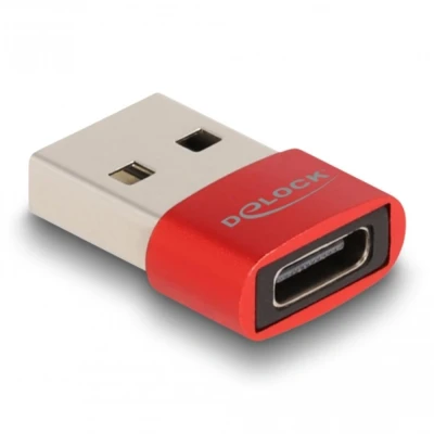 Afbeelding van Delock USB 2.0 Adapter Typ A Stecker zu Type C™ Buchse rot