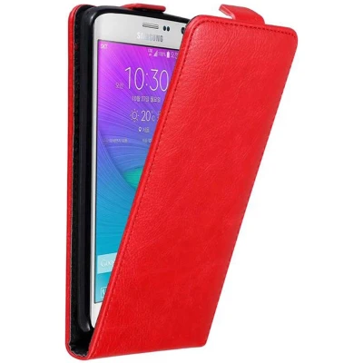 Afbeelding van Cadorabo Hoesje geschikt voor Samsung Galaxy NOTE EDGE in APPEL ROOD Beschermhoes Flip Case Cover magnetische sluiting