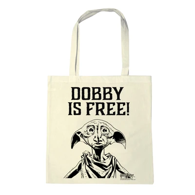 Afbeelding van LOGOSHIRT Harry Potter Dobby Is Free Shopper Tote beige Gelicentieerd origineel ontwerp