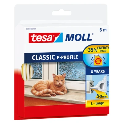 Afbeelding van Tochtstrip Tesa 6 meter (P profiel, Zelfklevend, Wit)