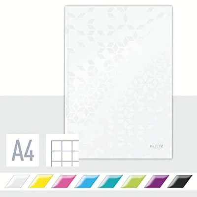 Afbeelding van Leitz WOW A4 Notitieboek Met Harde Kaft, Parelwit, 80 Vellen, Geruit, Ivoorkleurige Vellen Van 90 Gsm,