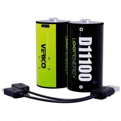 Afbeelding van VERICO LoopEnergy Größe D, Mono, CR20 2er Pack, 11100mWh / 7400 mAh, USB Type C Rechargeable Battery, Li Ion, Including 1 A to 2 Charge Cable