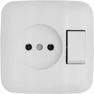 Afbeelding van Busch Jaeger combinatie wisselschakelaar wandcontactdoos 4310/6 UJ 212 500 zonder randaarde SI creme