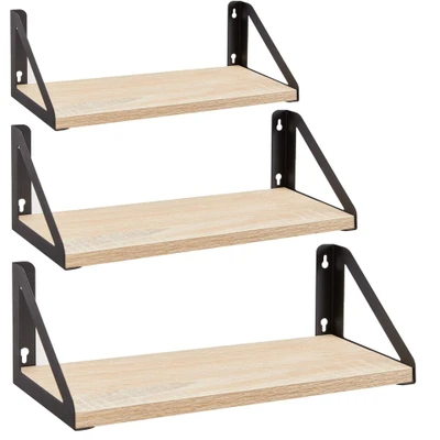 Afbeelding van ACAZA Set van 3 Wandplanken 30, 35 en 40 cm lang Licht bruin