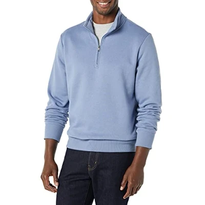 Afbeelding van Amazon Essentials Men&#039;s Fleecesweatshirt met lange mouwen en kwartrits, Blauw, XXL