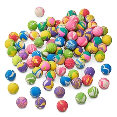 Afbeelding van The Twiddlers 90 stuks rubberen stuiterballen Party bag fillers voor kinderen Verjaardagsspeelgoed Meerkleurig met verschillende ontwerpen.