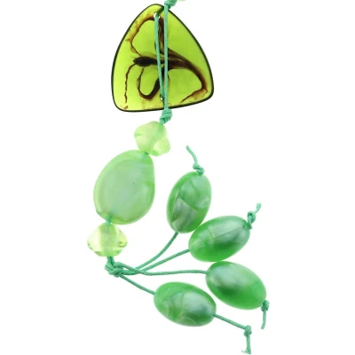 Afbeelding van Behave Lange groene kralen ketting van touw met hanger