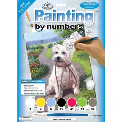 Afbeelding van Schilderen op nummer Paint by numbers Dieren Hond wil gaan wandelen 22x30cm volwassenen