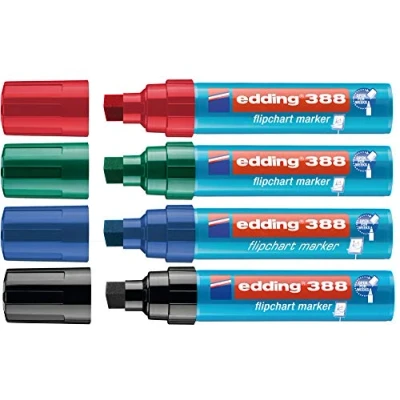 Afbeelding van edding Flipchart marker 388 gesorteerd, wigvormige punt 4,0 12,0 mm, 4 stuks