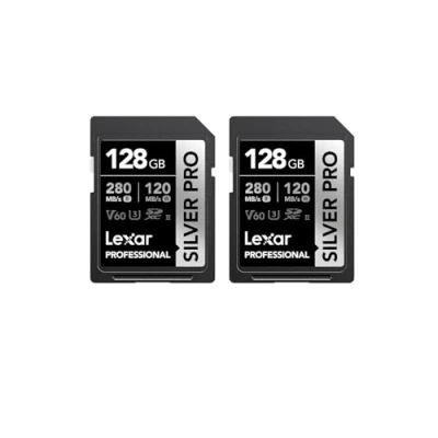 Afbeelding van Lexar SILVER PRO SD kaart 2x128 GB, UHS II geheugenkaart, V60, U3, C10, tot 280 MB/s lezen/120 schrijven, SDXC voor DSLR/Camera/Professionele fotograaf/videograaf/liefhebber