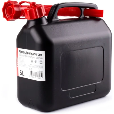 Afbeelding van Plastic Jerrycan 5L Zwart/Rood Inclusief flexibele trechter pijp