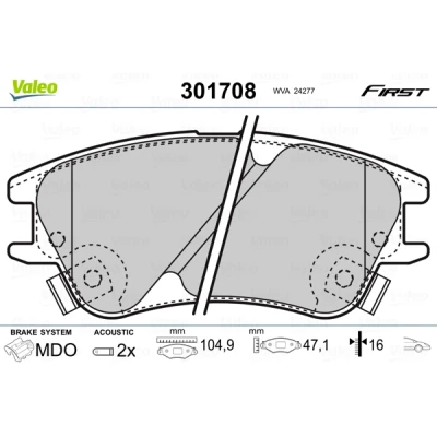 Afbeelding van Valeo Remblokset 301708