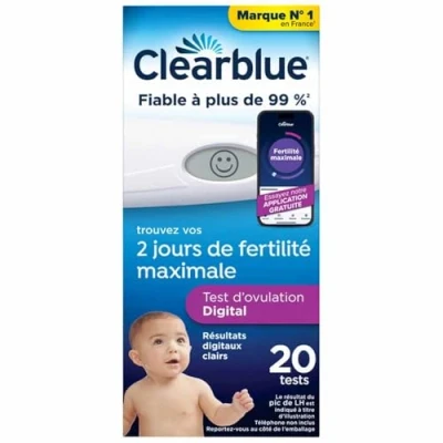 Afbeelding van Clearblue Digitale ovulatietest, helpt bij het ontwerpen, 1 digitaal apparaat en 20 tests, signaleert je 2 vruchtbaarste dagen, maximaliseert kansen om natuurlijk te de verpakking kan