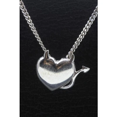 Afbeelding van Zilveren Duivels hart ketting hanger